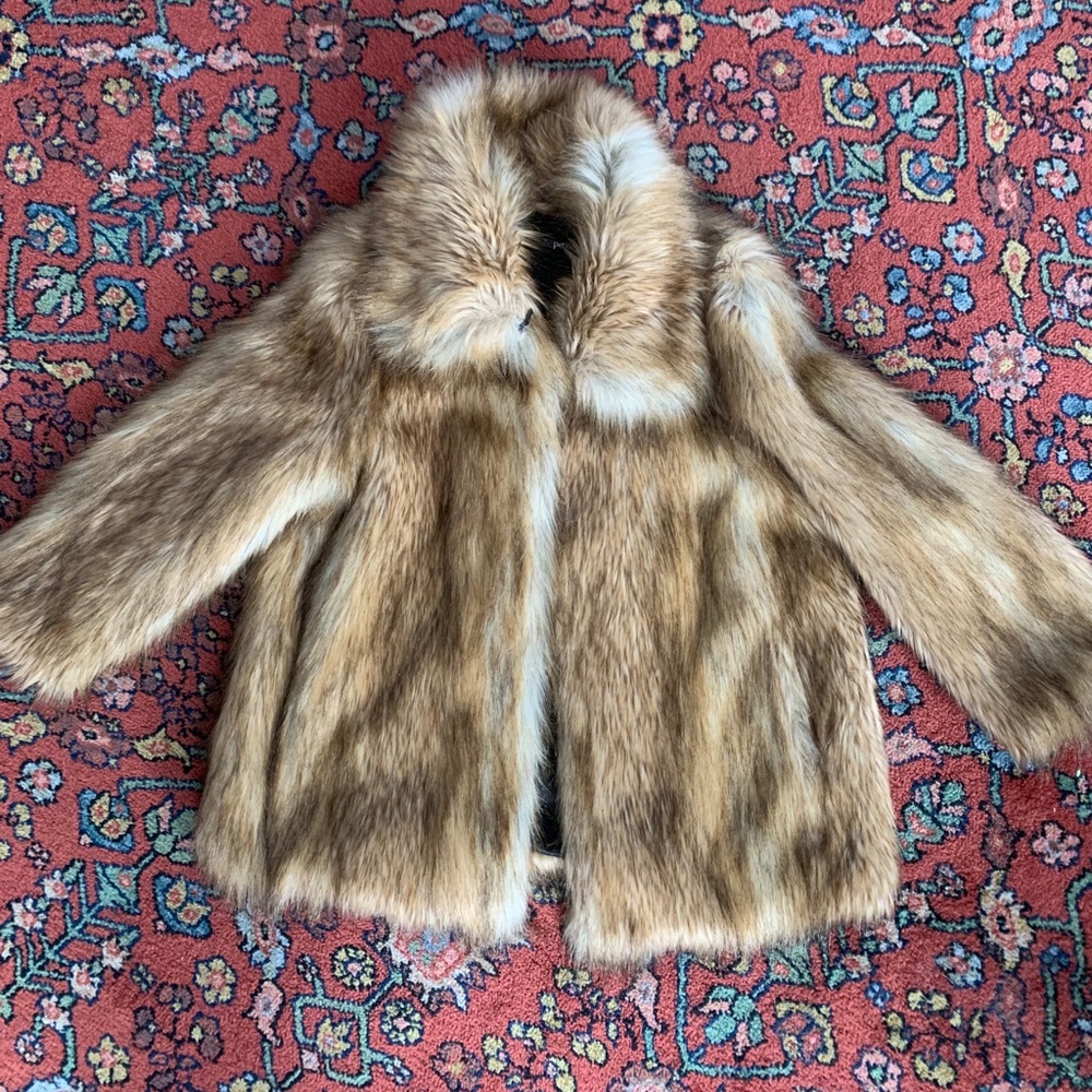 ASOS brown faux fur jacket size. 6 petite
